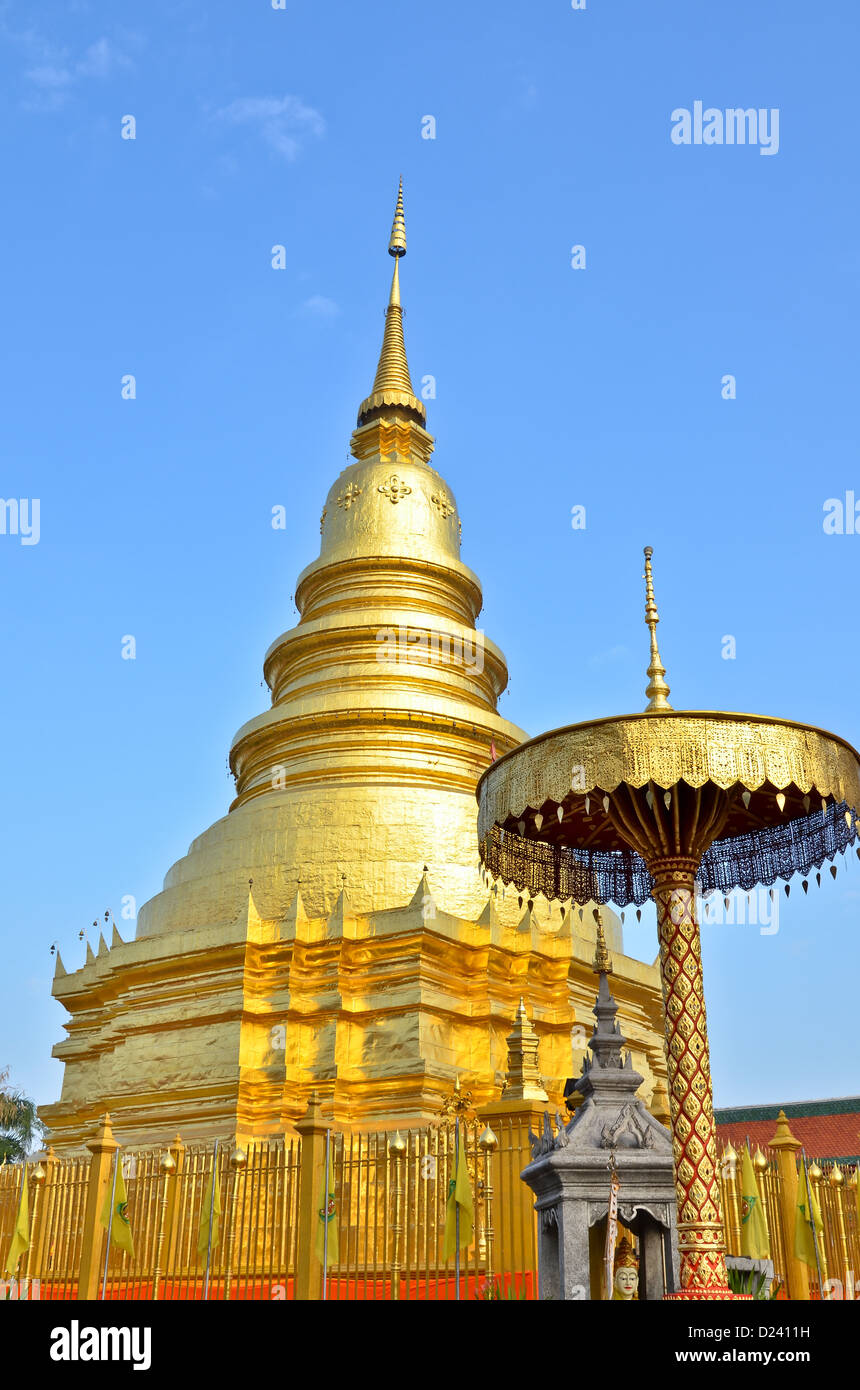 Wat Phra That Hariphunchai lamphun province,THAILAND Stock Photo