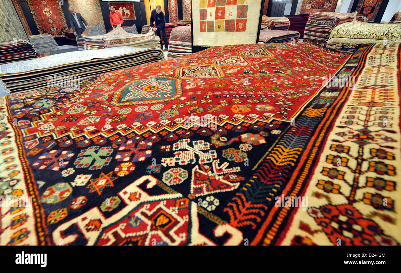 Persian carpets are on display at the flooring exhibition Domotex in