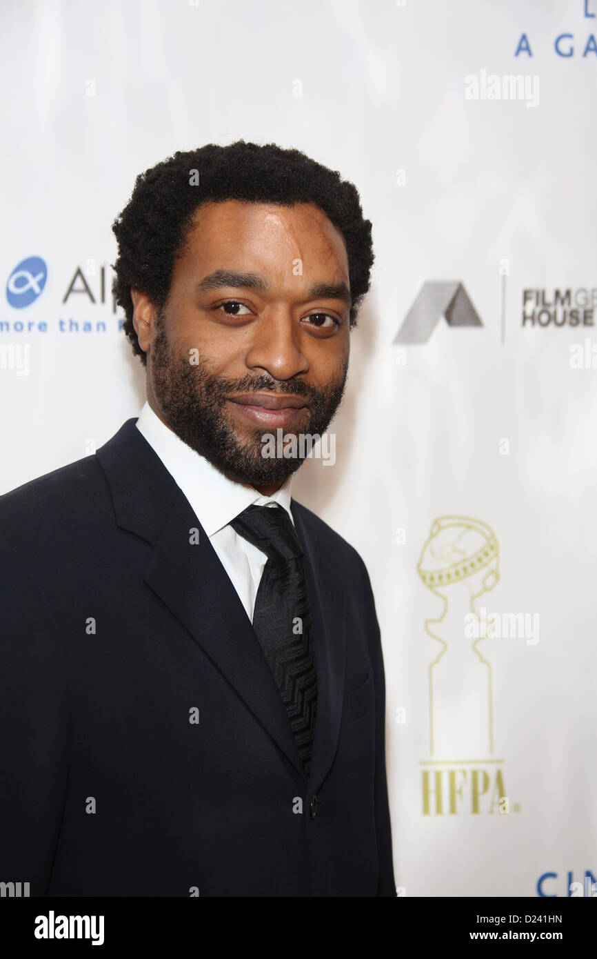 British actor Chiwetel Ejiofor arrives at the Cinema For Peace Foundation's Gala For Humanity at Hotel Beverly Hills in Los Angeles, USA, on 11 January 2013. He was honored with the Cinema for Peace Humanitarian Award 2013. Photo: Hubert Boesl/dpa Stock Photo