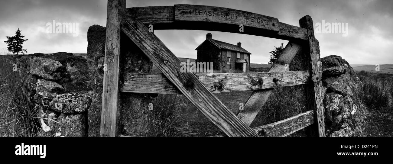 Nun's Cross Farm - An isolated farmhouse in Dartmoor National Park Stock Photo