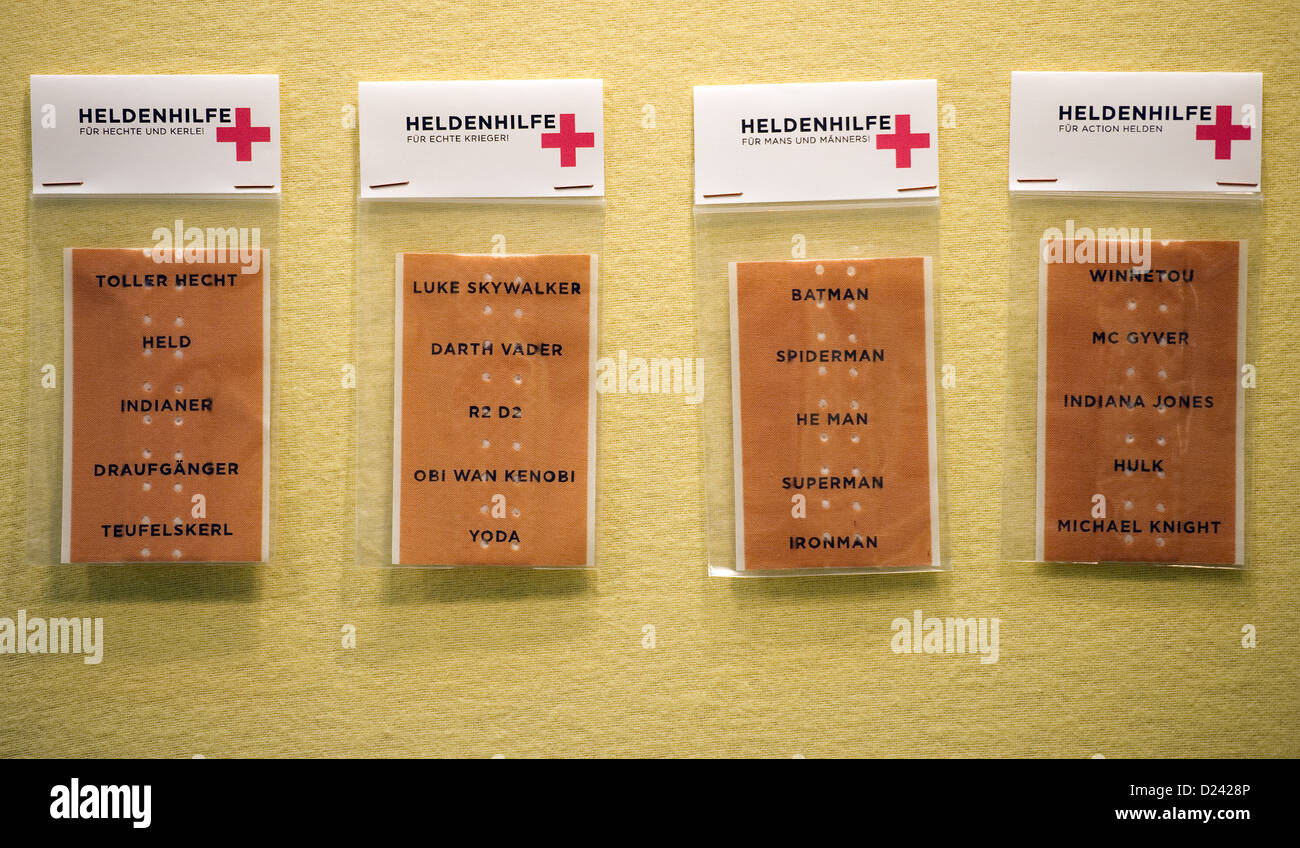 Funny band aids are set up at the 'early bird' lifestyle fair in