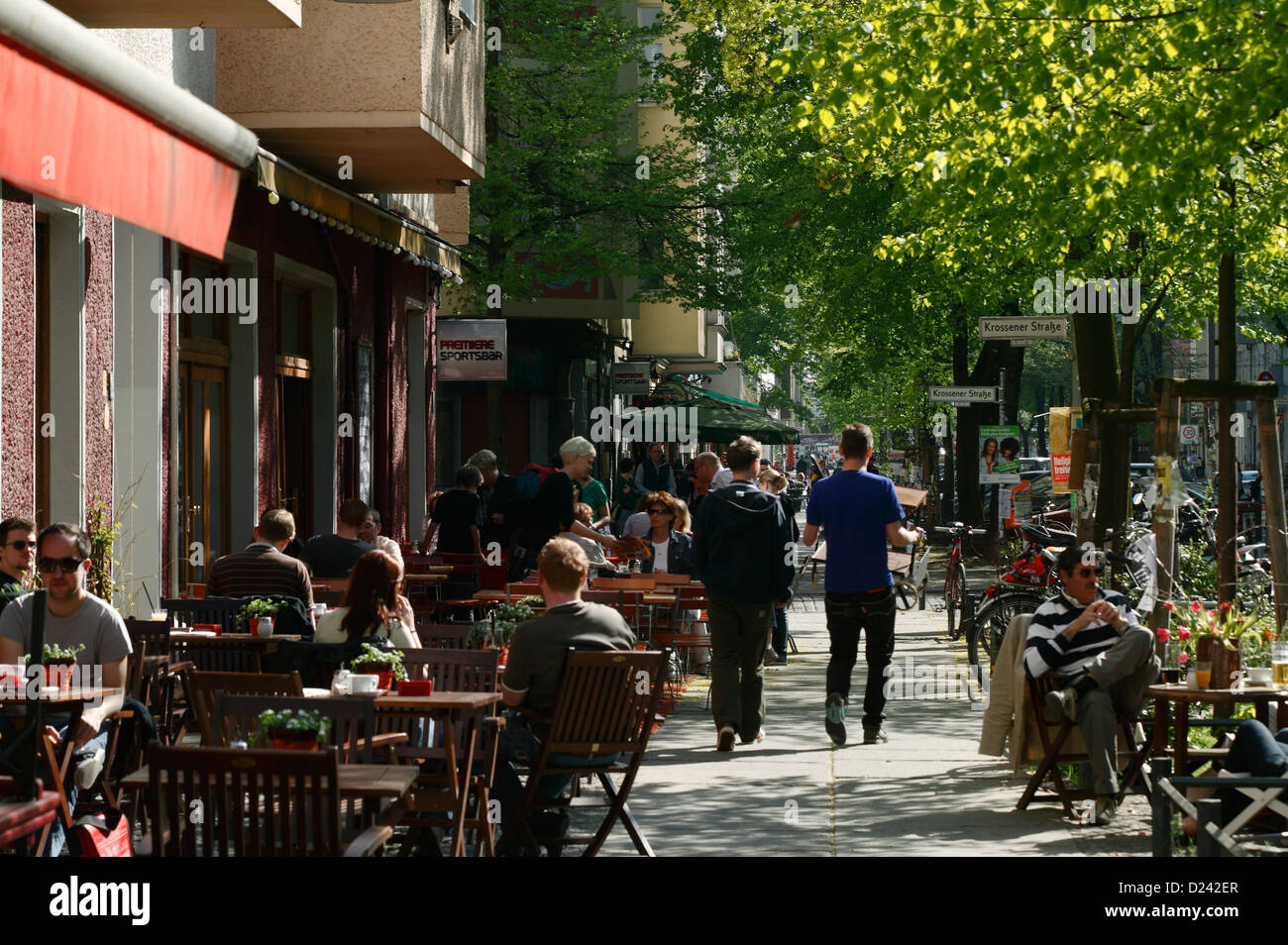 Berlin, Germany, the lively Simon-Dach-Strasse Stock Photo