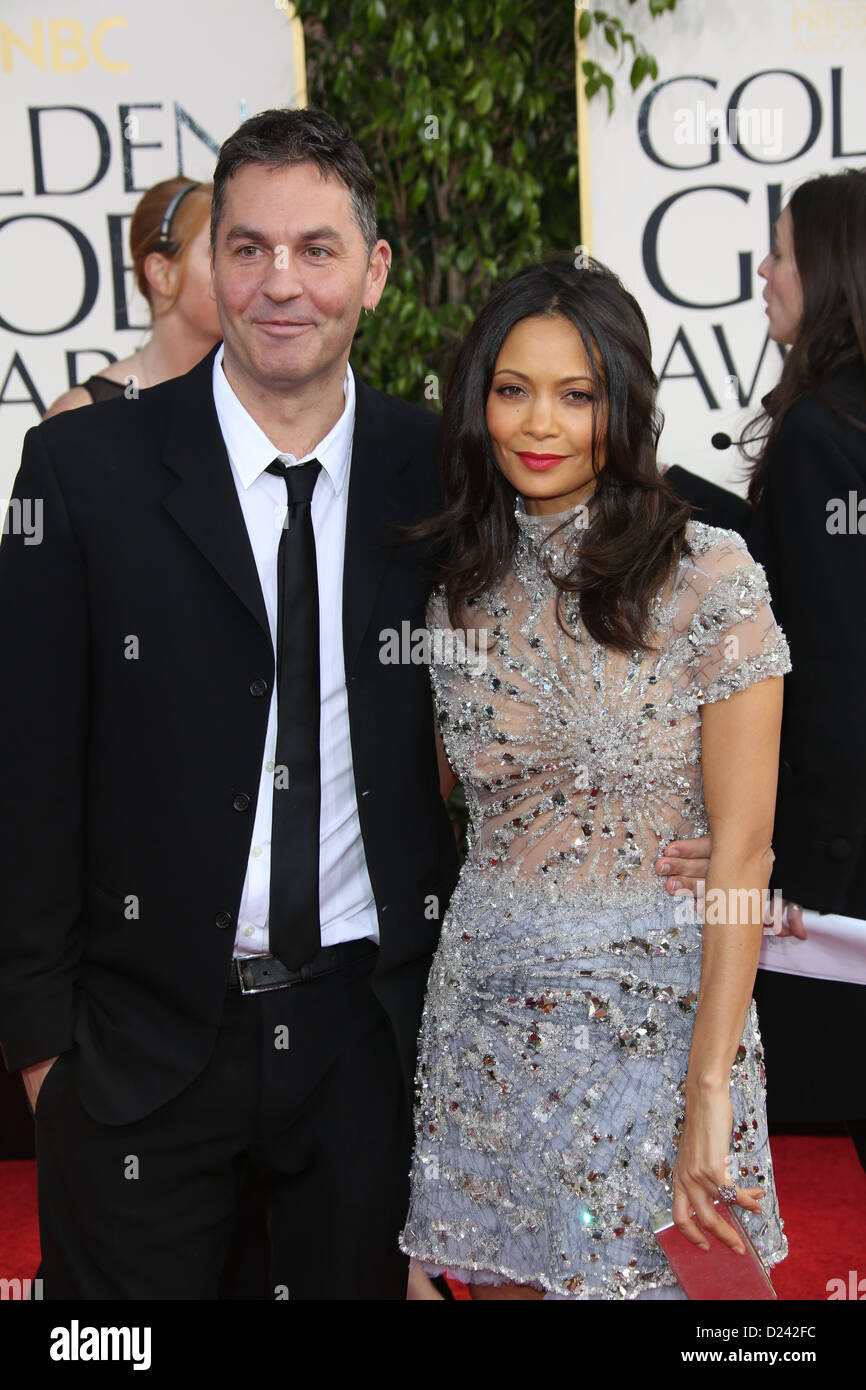 Actress Thandie Newton and Ol Parker arrive at the 70th Annual Golden Globe Awards presented by the Hollywood Foreign Press Association, HFPA, at Hotel Beverly Hilton in Beverly Hills, USA, on 13 January 2013. Photo: Hubert Boesl Stock Photo