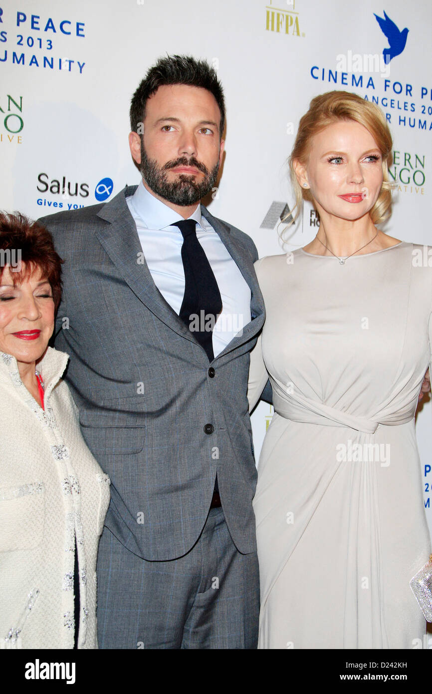 Ben Affleck and Veronica Ferres attend the Cinema For Peace Foundation's 2013 Gala For Humanity at Beverly Hills Hotel on January 11, 2013 in Beverly Hills, California. Stock Photo