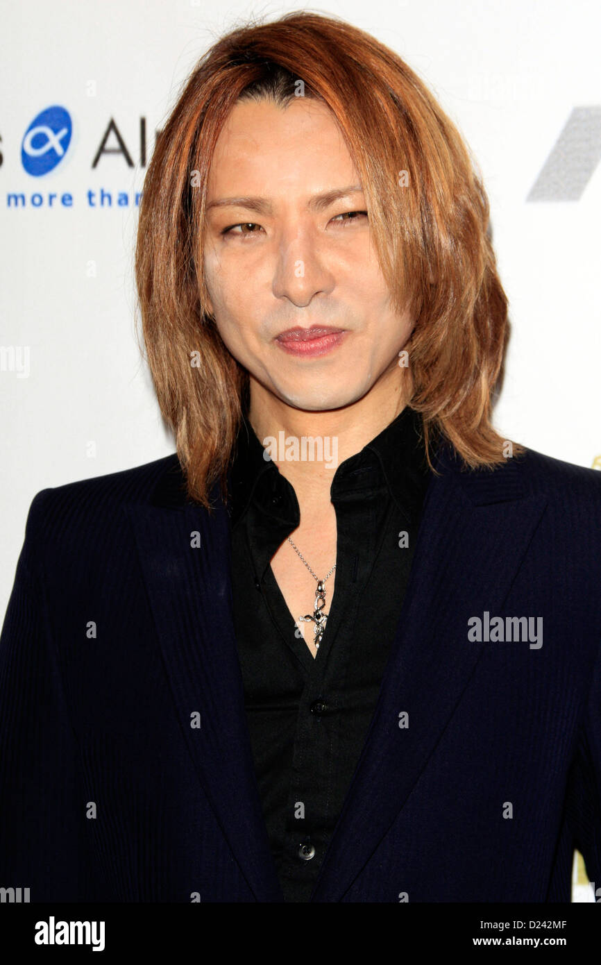 Yoshiki attends the Cinema For Peace Foundation's 2013 Gala For Humanity at Beverly Hills Hotel on January 11, 2013 in Beverly Hills, California. Stock Photo