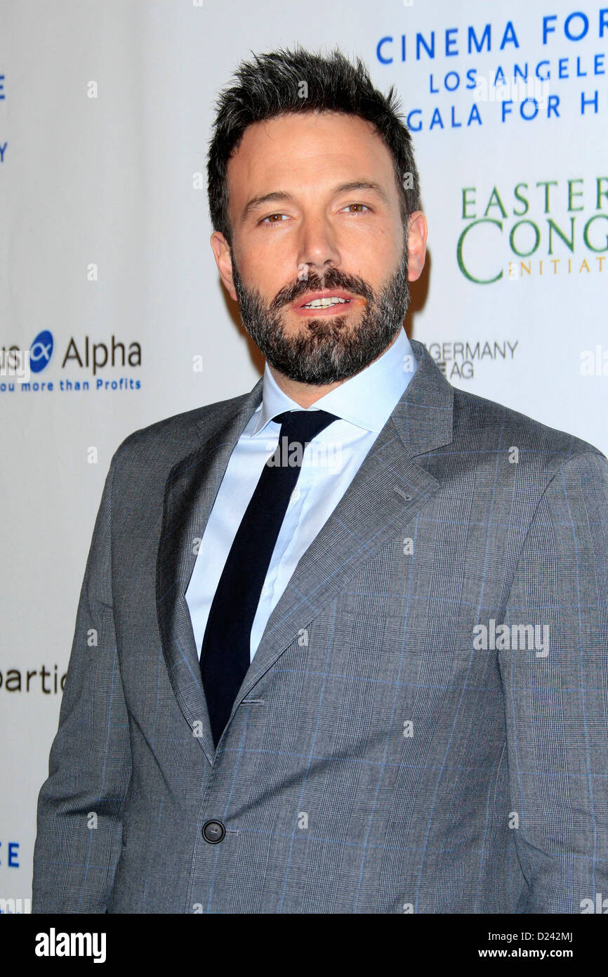 Ben Affleck attends the Cinema For Peace Foundation's 2013 Gala For Humanity at Beverly Hills Hotel on January 11, 2013 in Beverly Hills, California. Stock Photo