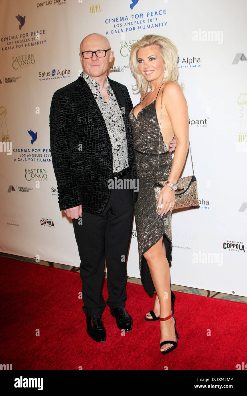 John Caudwell and Claire Caudwell attend the Cinema For Peace Foundation's 2013 Gala For Humanity at Beverly Hills Hotel on January 11, 2013 in Beverly Hills, California. Stock Photo