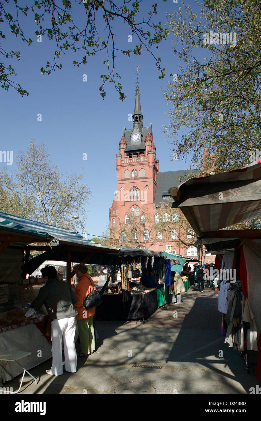 Berlin, Germany, farmer's market in front of the Rathaus Steglitz Stock Photo