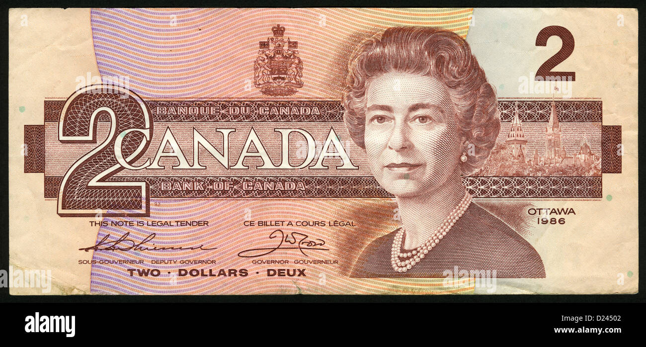 Banknote,Currency, 2, Canada, two dollars Stock Photo - Alamy