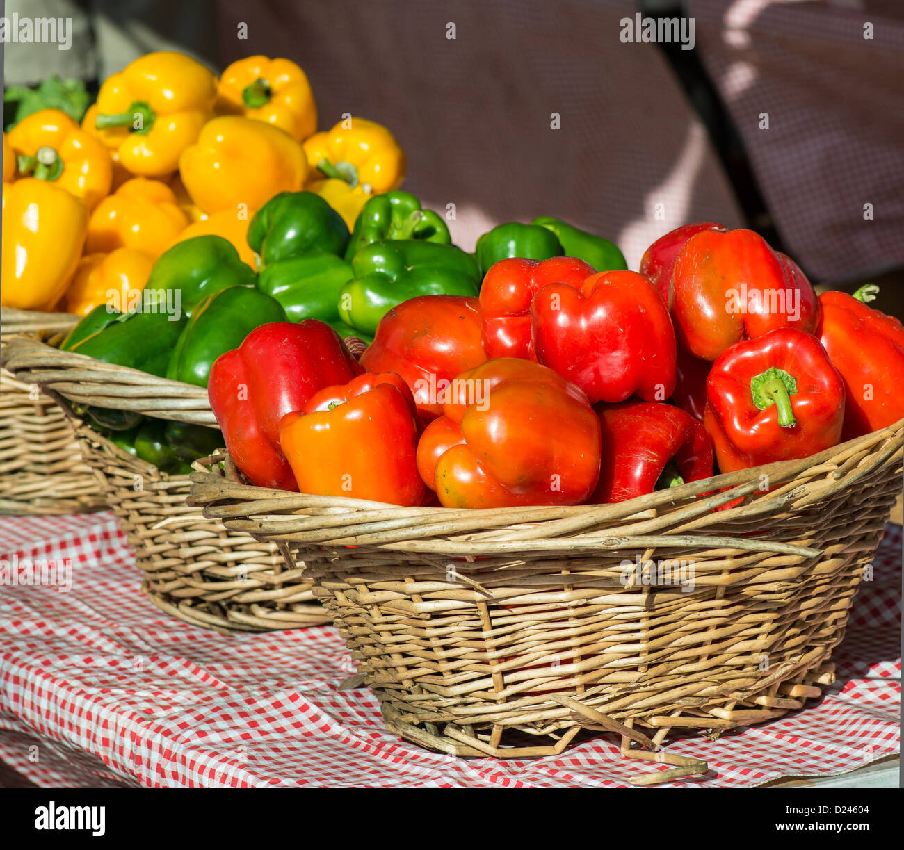 Baskets of peppers at a farmers market in Celebration, Florida by Walt ...