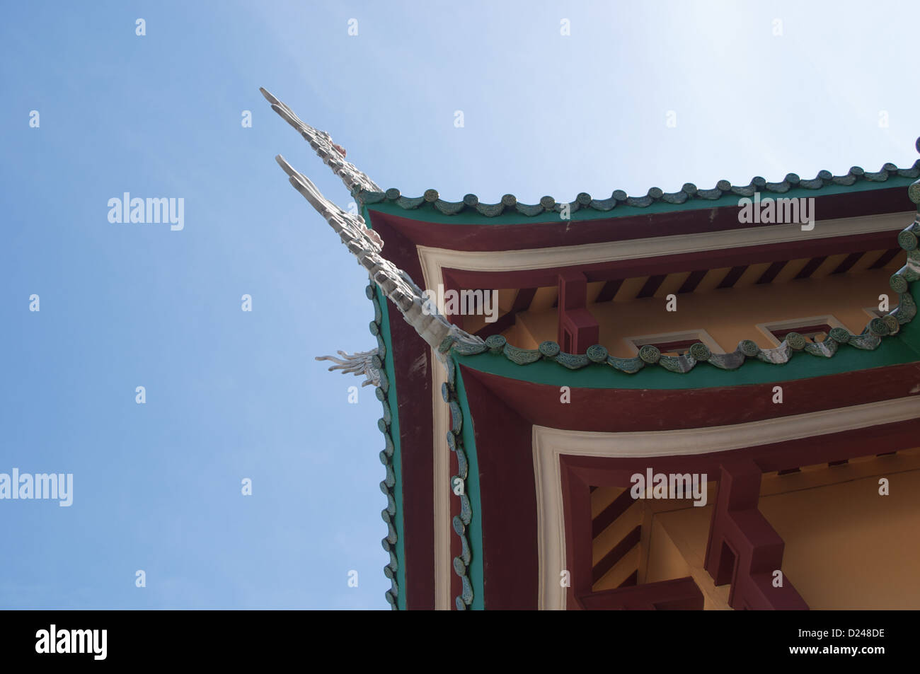 View of the edge of a temple at Linh Ung Pagoda Da Nang Vietnam Stock Photo