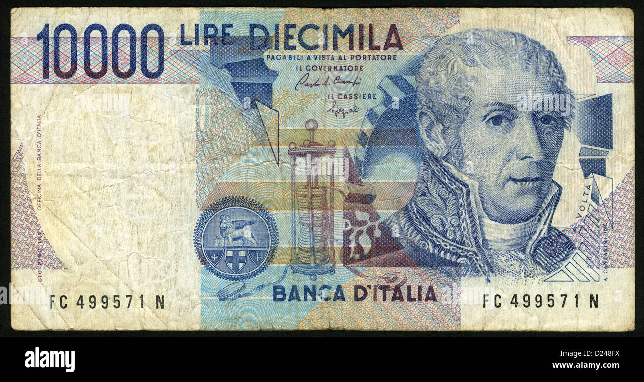 Banknote,Currency, 10000, Italy Stock Photo Alamy