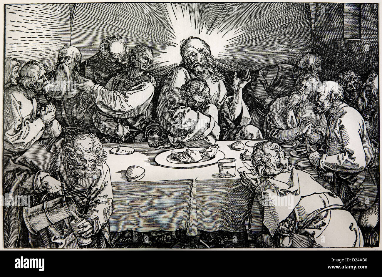 GERMANY - 1928: Lithography of Last supper of Christ by Albert Durer. Stock Photo