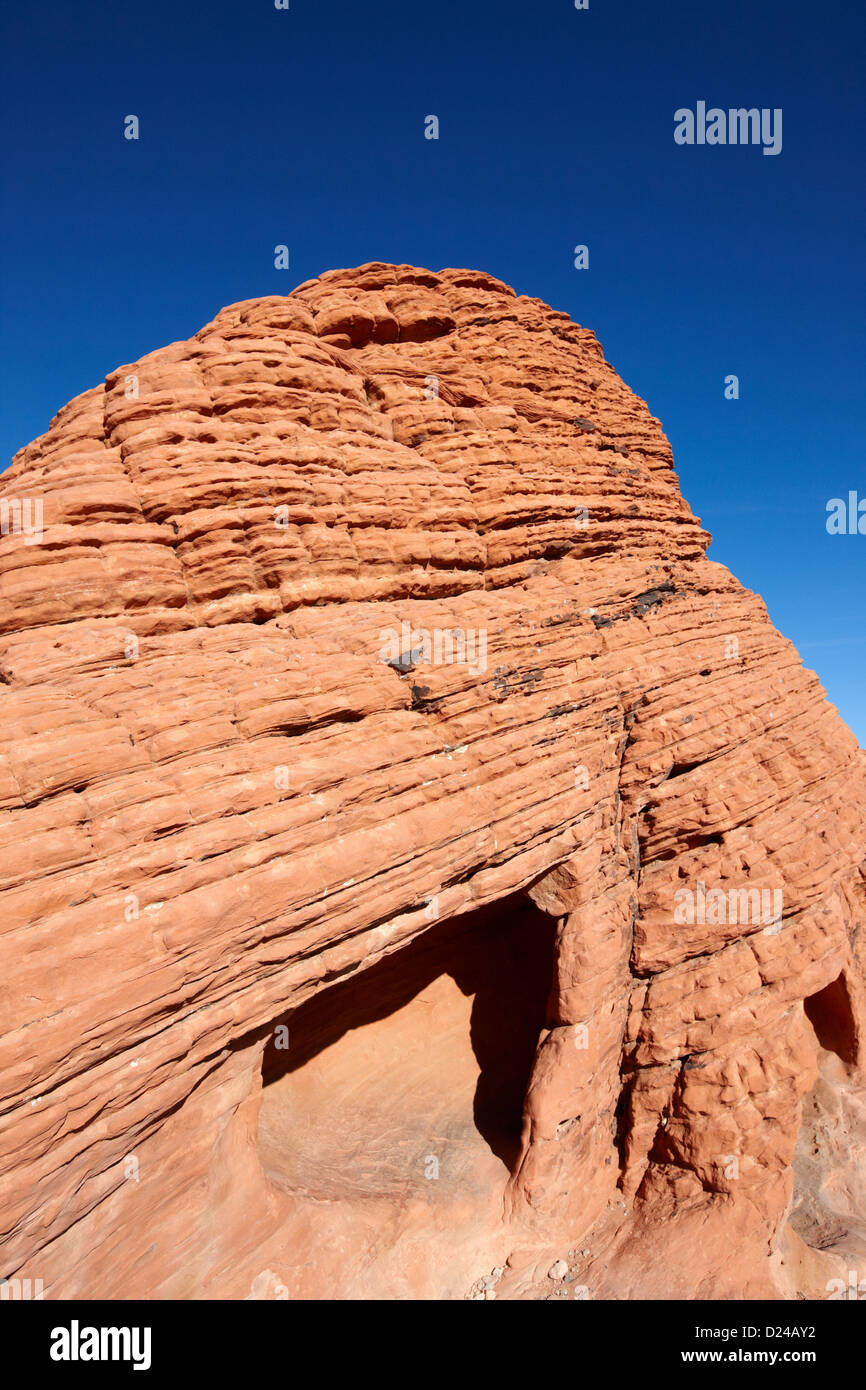 sediment lines and holes in beehives sandstone formations in valley of fire state park nevada usa Stock Photo