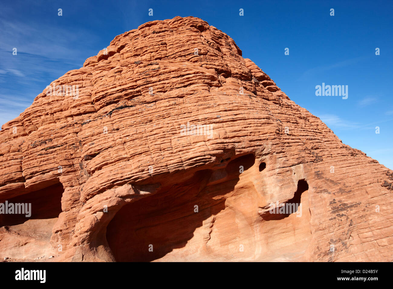 layers or beds and holes in beehives sandstone formations in valley of fire state park nevada usa Stock Photo