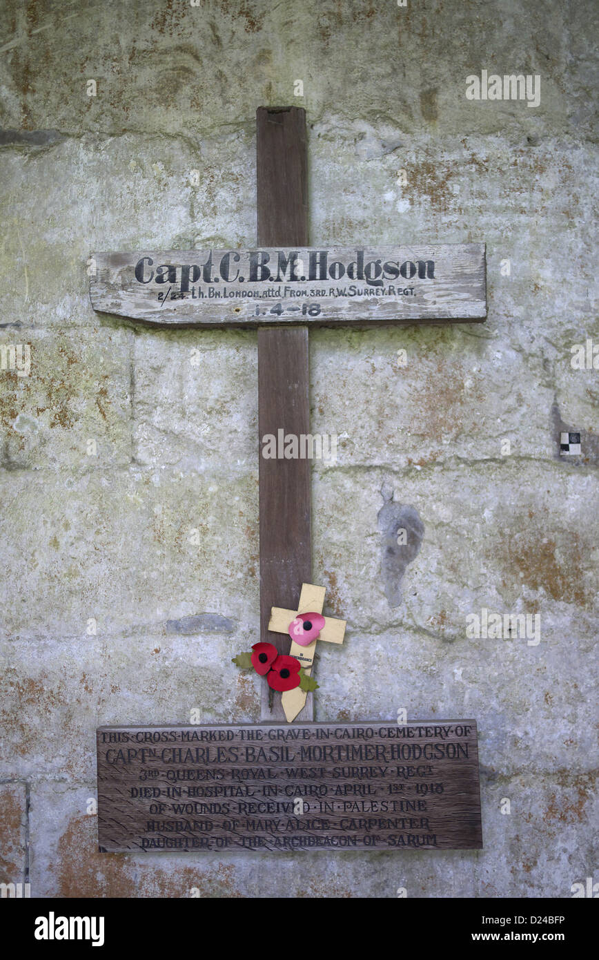First World War grave markers in the cloisters of Salisbury Cathedral. Stock Photo