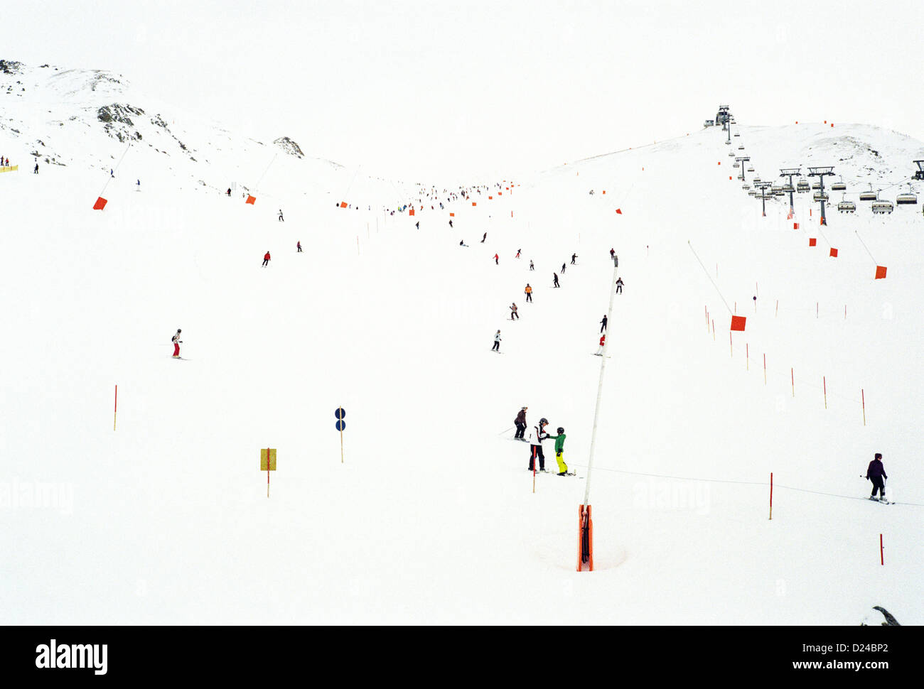 Skiing in Zillertal , Mayrhofen, Austrian Alps Stock Photo