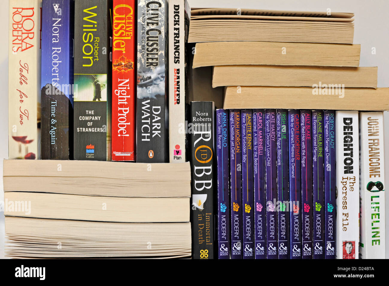 A stack of paperback books Stock Photo