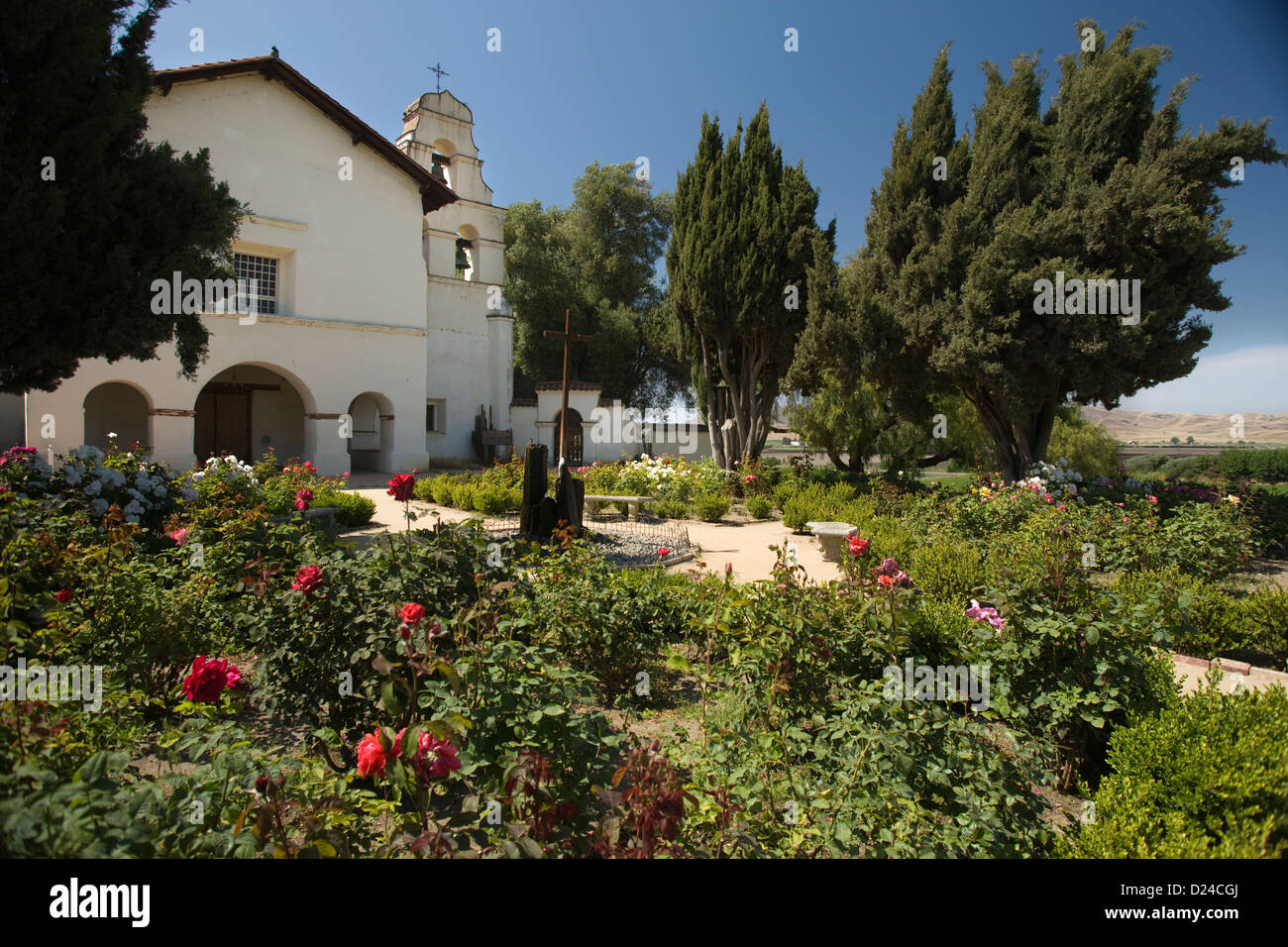 ROSE GARDEN MISSION SAN JUAN BAUTISTA STATE PARK CALIFORNIA USA Stock