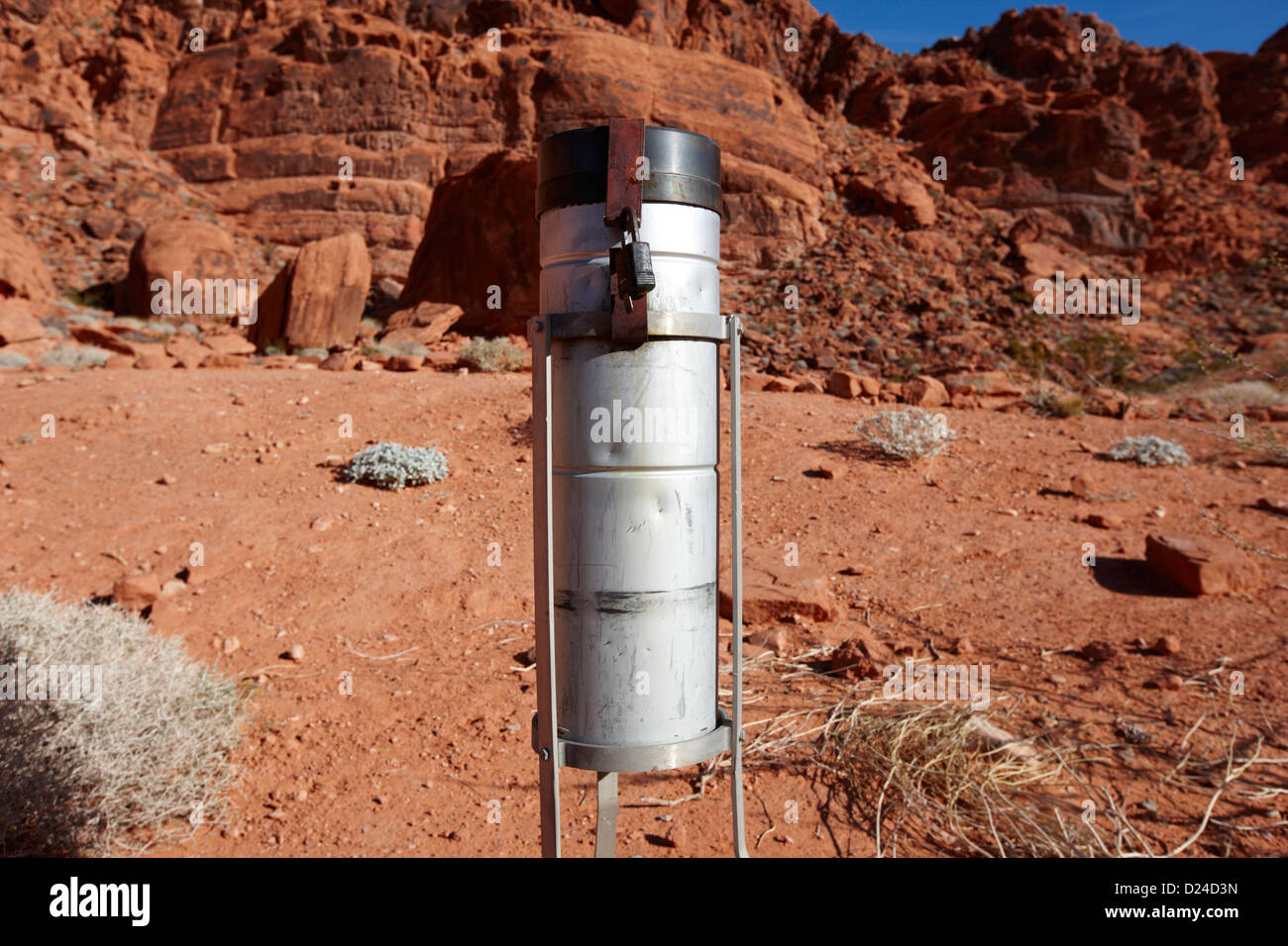 rain gauge at valley of fire state park nevada usa Stock Photo