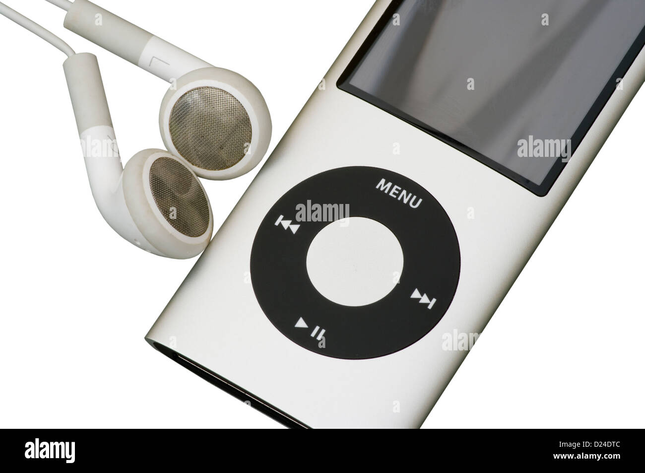 An Apple ipod with Earphones Stock Photo