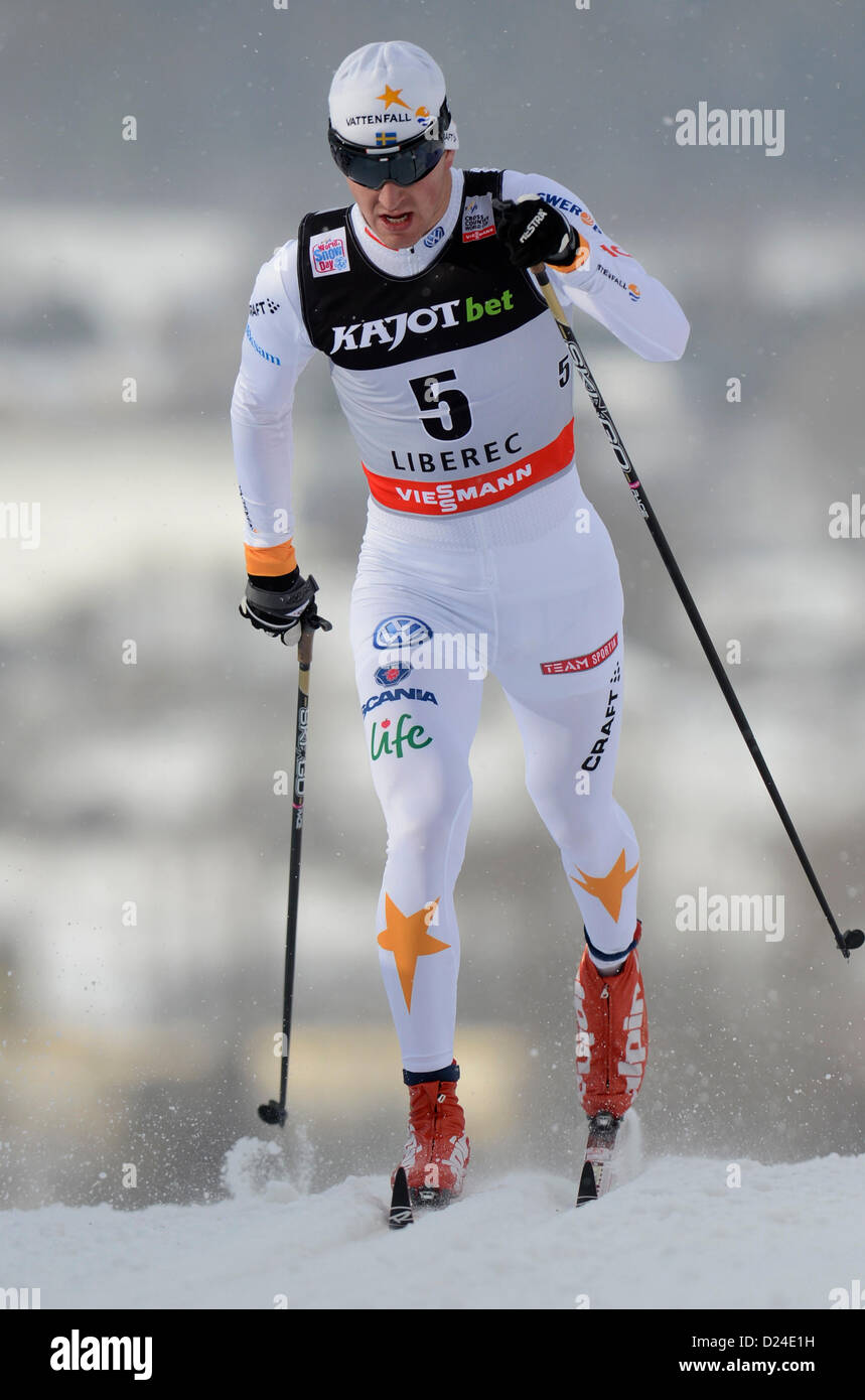 FIS Cross-Country Skiing World Cup, 2012-13, Teodor Peterson from Sweden, winner of sprint in classic style, men, is seen in Liberec, Czech Republic, January 12, 2013. (CTK Photo/Michal Kamaryt) Stock Photo