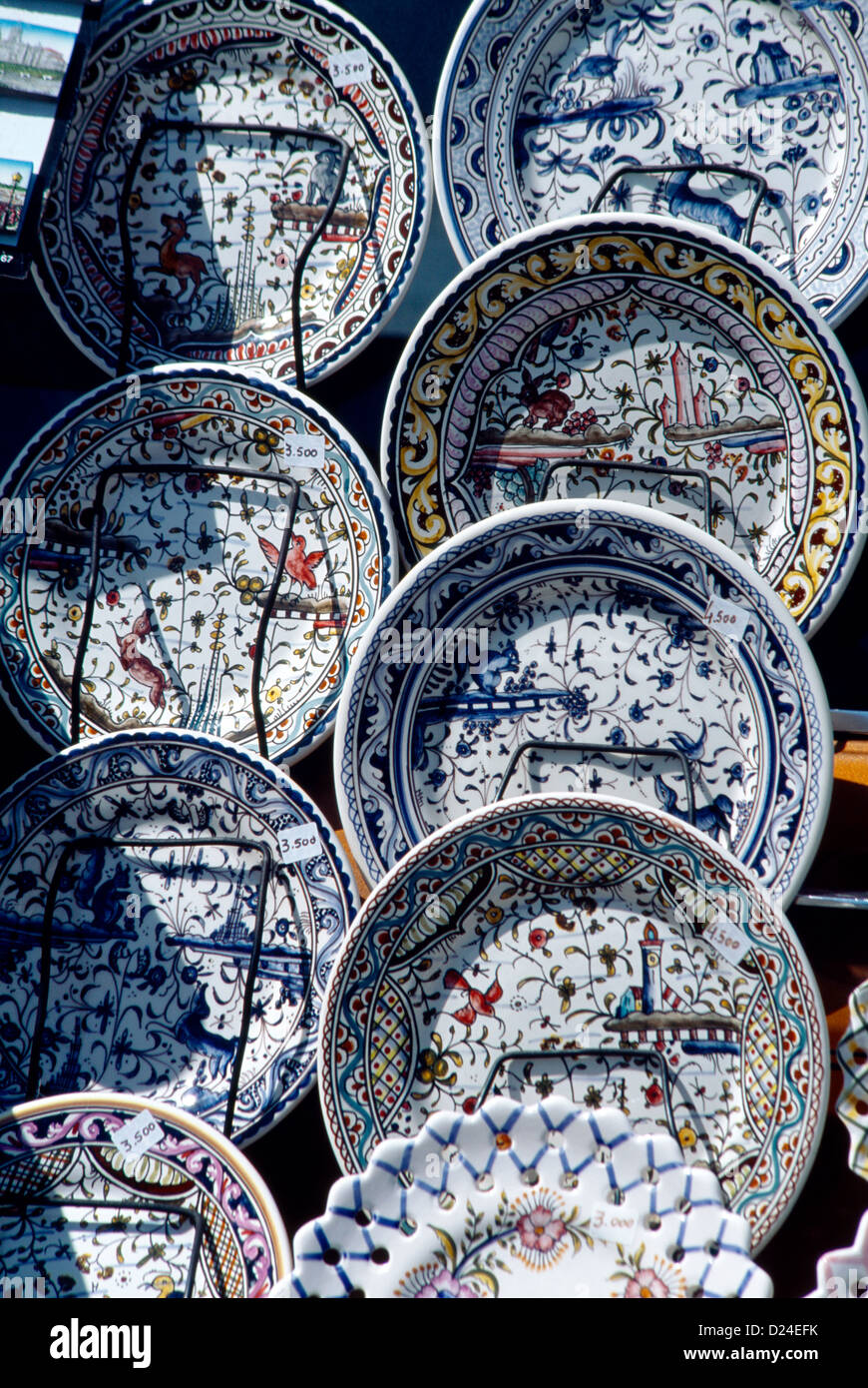 Belem Lisbon Portugal Pottery Plates Stock Photo