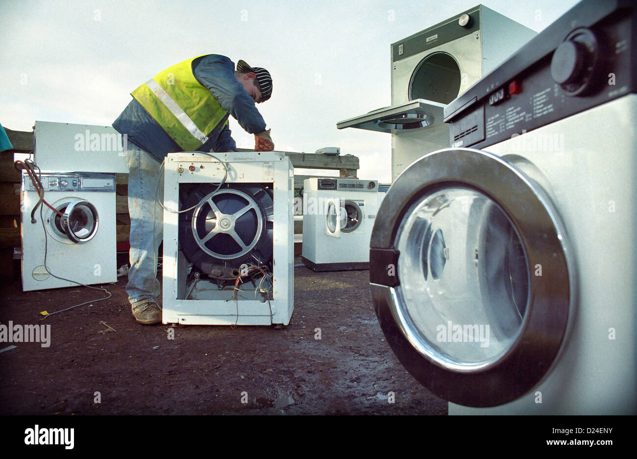 Washing machines being recycled Stock Photo Alamy