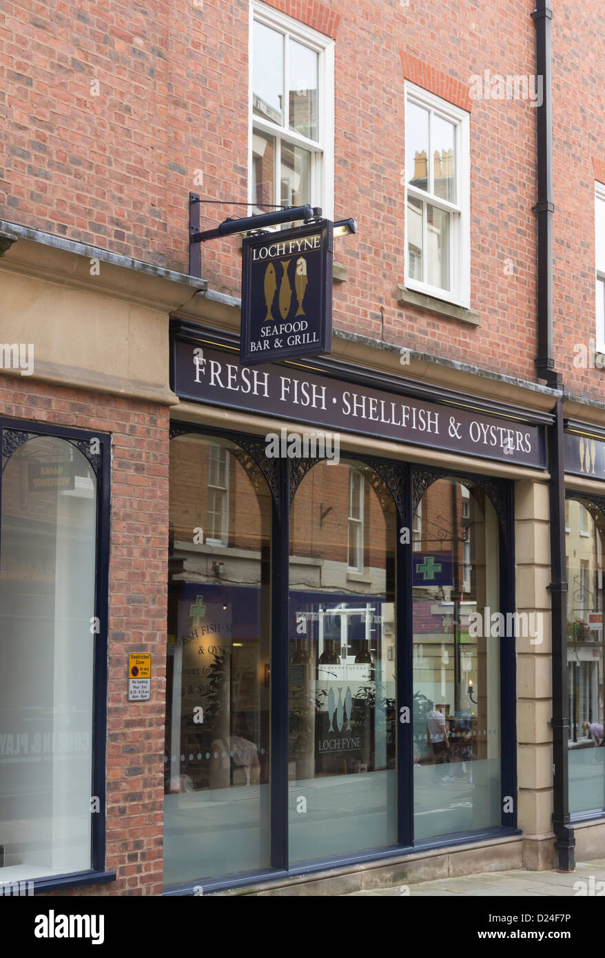 The Loch Fyne seafood bar and grill restaurant on Market Street, Shrewsbury. This is one of chain of 42 seafood restaurants. Stock Photo