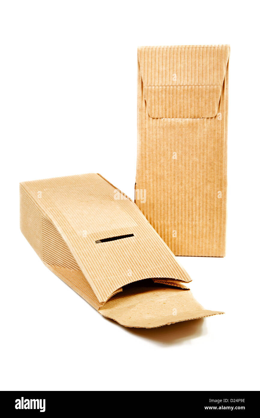 boxes from the goffered cardboard isolated on a white background Stock Photo