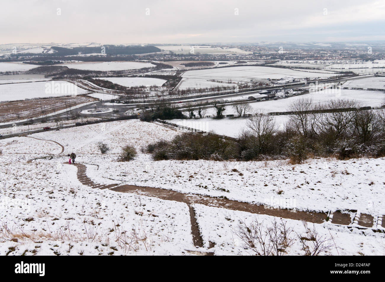 Sunderland, UK. 14th January 2013. Herrington country park with a covering of snow seen from Penshaw Hill Sunderland North East England. Credit:  Washington Imaging / Alamy Live News Stock Photo