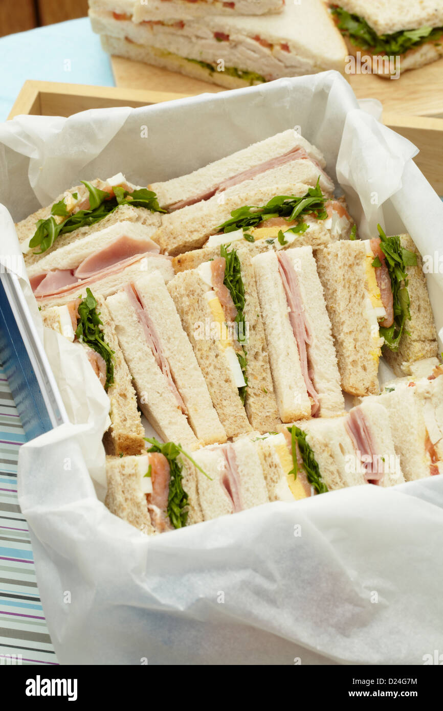 A selection of sandwiches in a lunch box Stock Photo Alamy