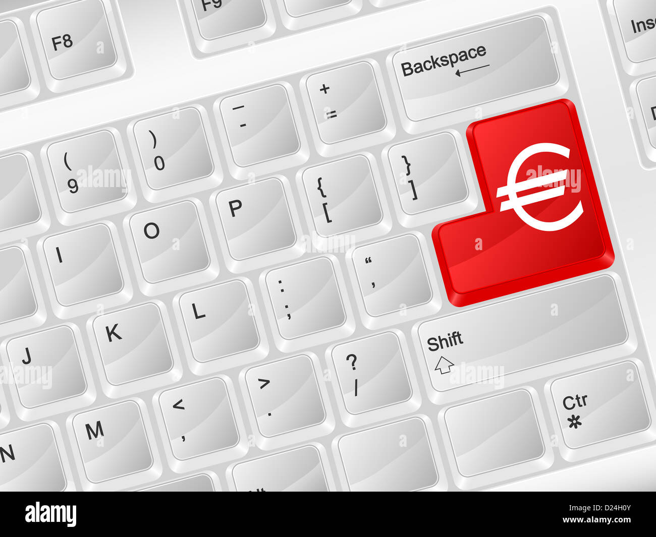 White computer keyboard euro symbol. Vector illustration Stock Photo