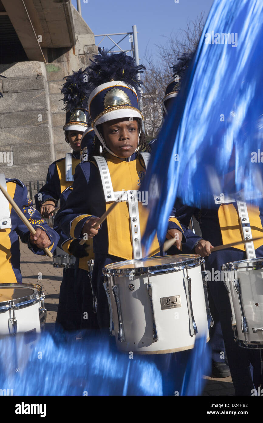 Members of the PS 257 elementary school marching band perform at the 3 ...