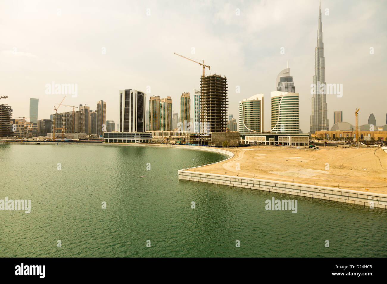 Dubai Business Bay downtown Dubai with Burj Khalifa Stock Photo Alamy