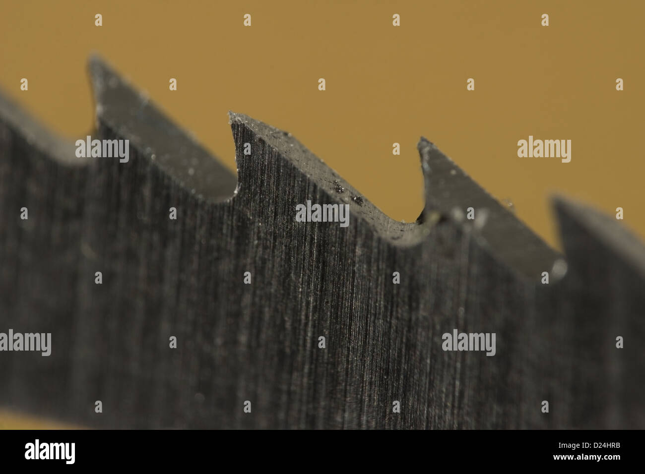 Macro shot of a cutting blade used in a jigsaw power tool Stock Photo