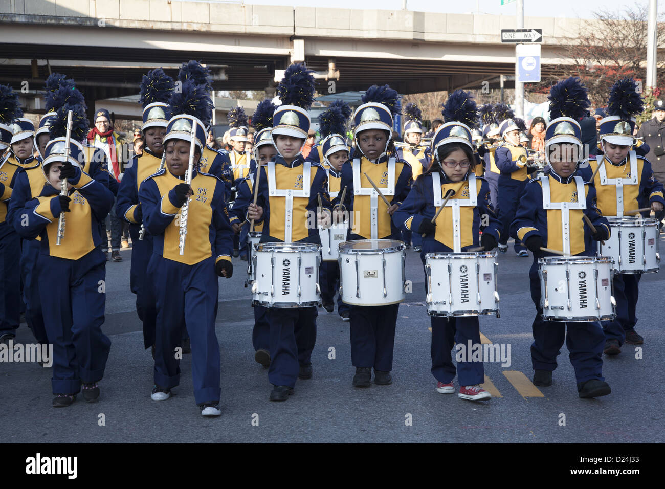 Members of the PS 257 elementary school marching band perform at the 3 ...
