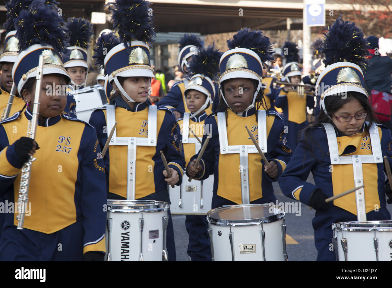 Members of the PS 257 elementary school marching band perform at the 3 ...