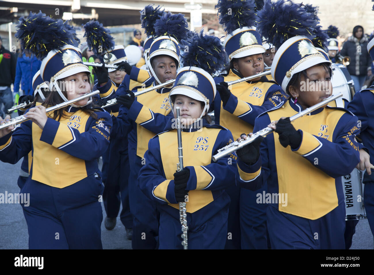 Members of the PS 257 elementary school marching band perform at the 3 ...
