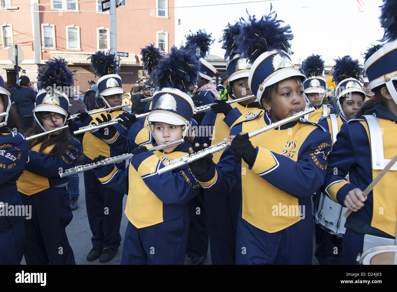 Members of the PS 257 elementary school marching band perform at the 3 ...