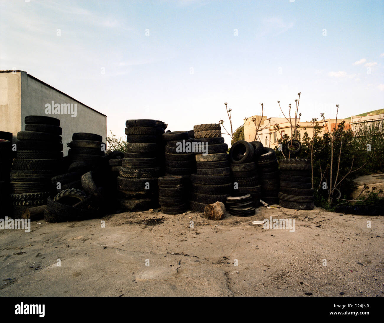 Car tires abandoned in yard, USA Stock Photo Alamy