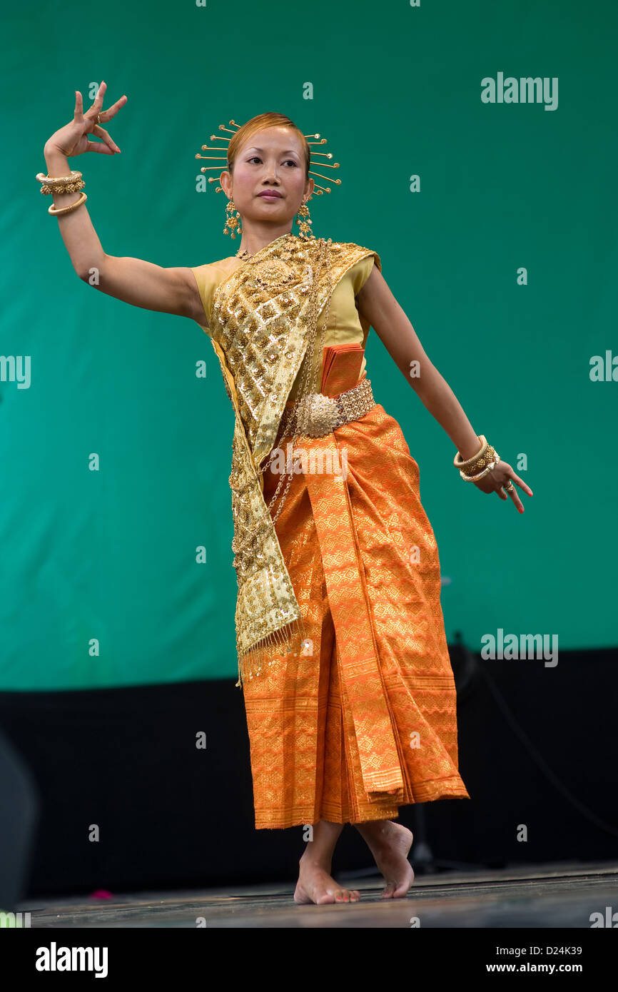 Berlin, Germany, Cambodian dancer in the 48 hours Neukoelln Cultural Festival Stock Photo