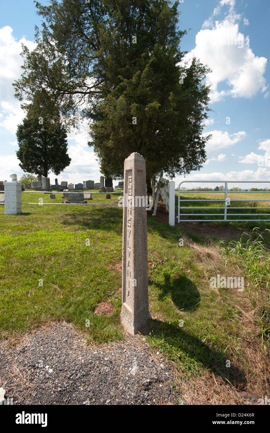 Maryland Mason Dixon Line concrete marker in Harney, MD Stock Photo Alamy