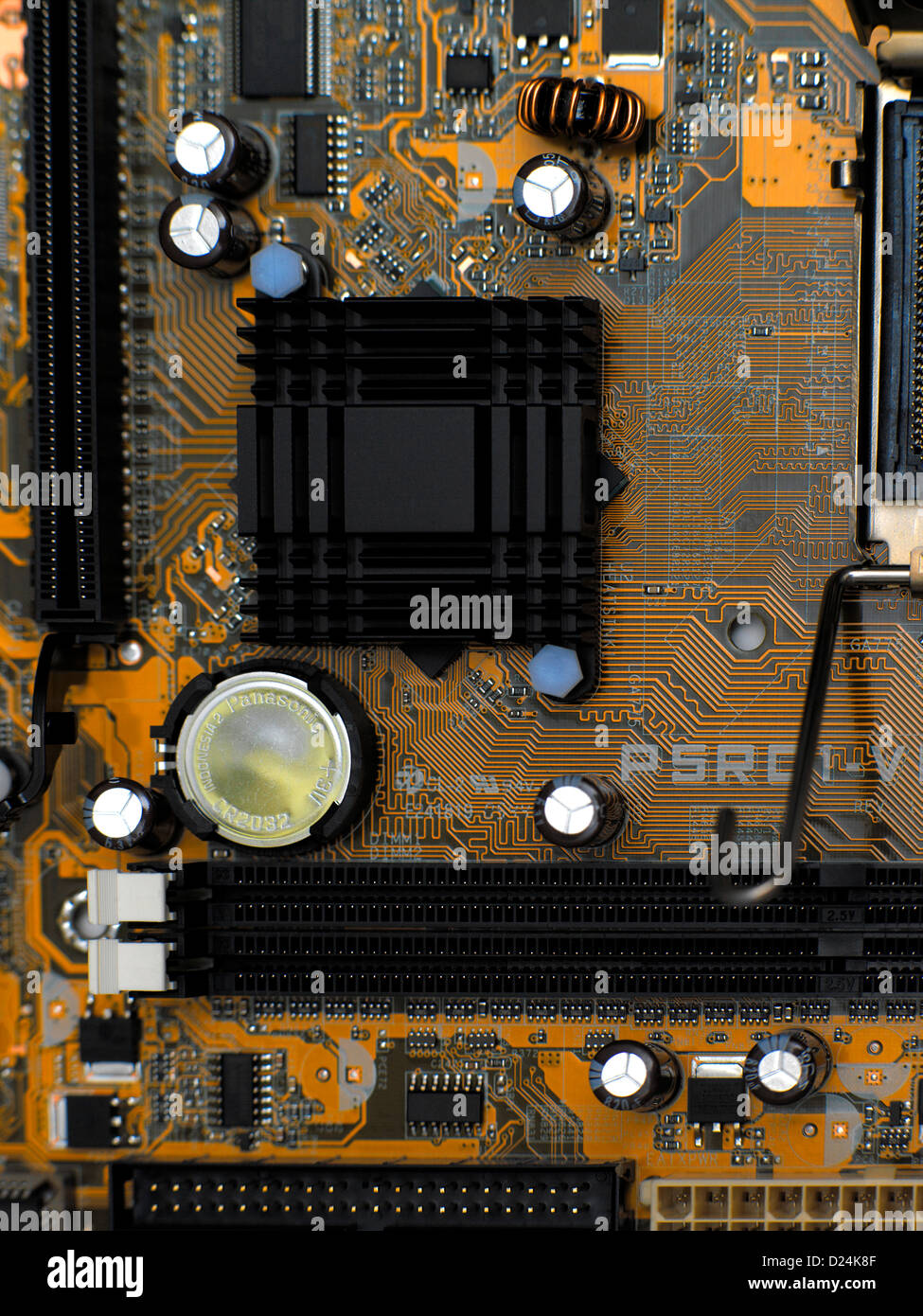 Close Up of Computer Mother Board showing Circuits and Wiring Stock ...