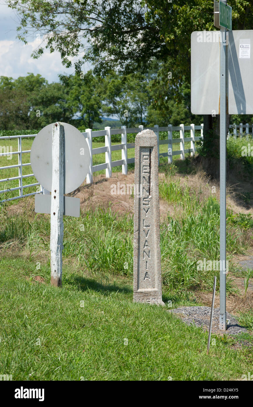 Maryland Mason Dixon Line concrete marker in Harney, MD Stock Photo Alamy