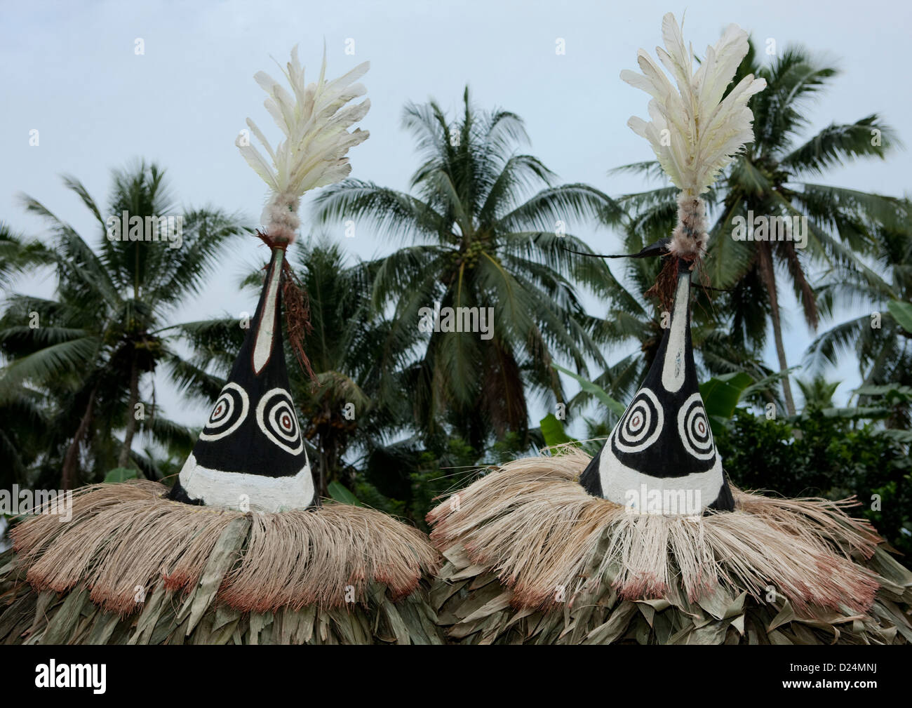 Tubuan Dance With Duk Duk Giant Masks, Rabaul, East New Britain, Papua New Guinea Stock Photo