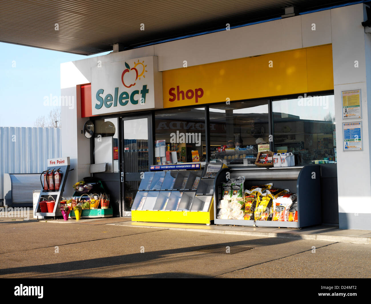 Petrol Station Forecourt Shop Selling Charcoal Stock Photo