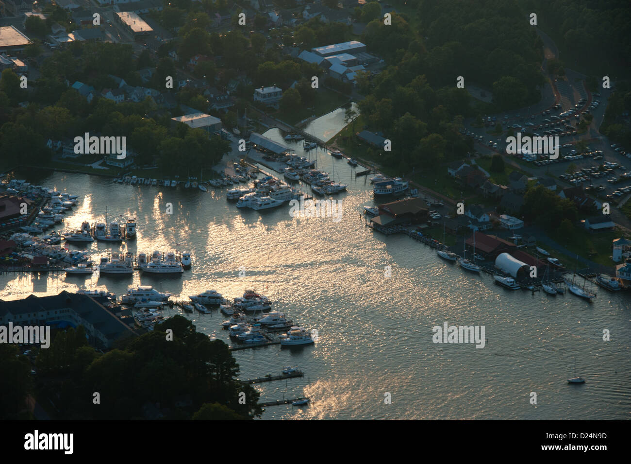 Aerial sunset over the Eastern Shore, Maryland Stock Photo