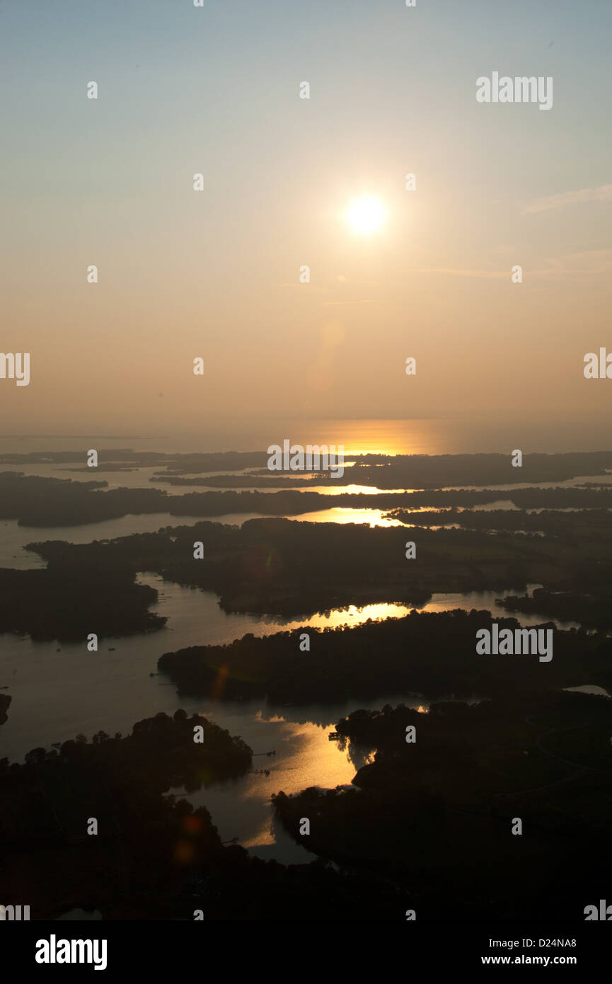 Aerial sunset over the Eastern Shore, Maryland Stock Photo