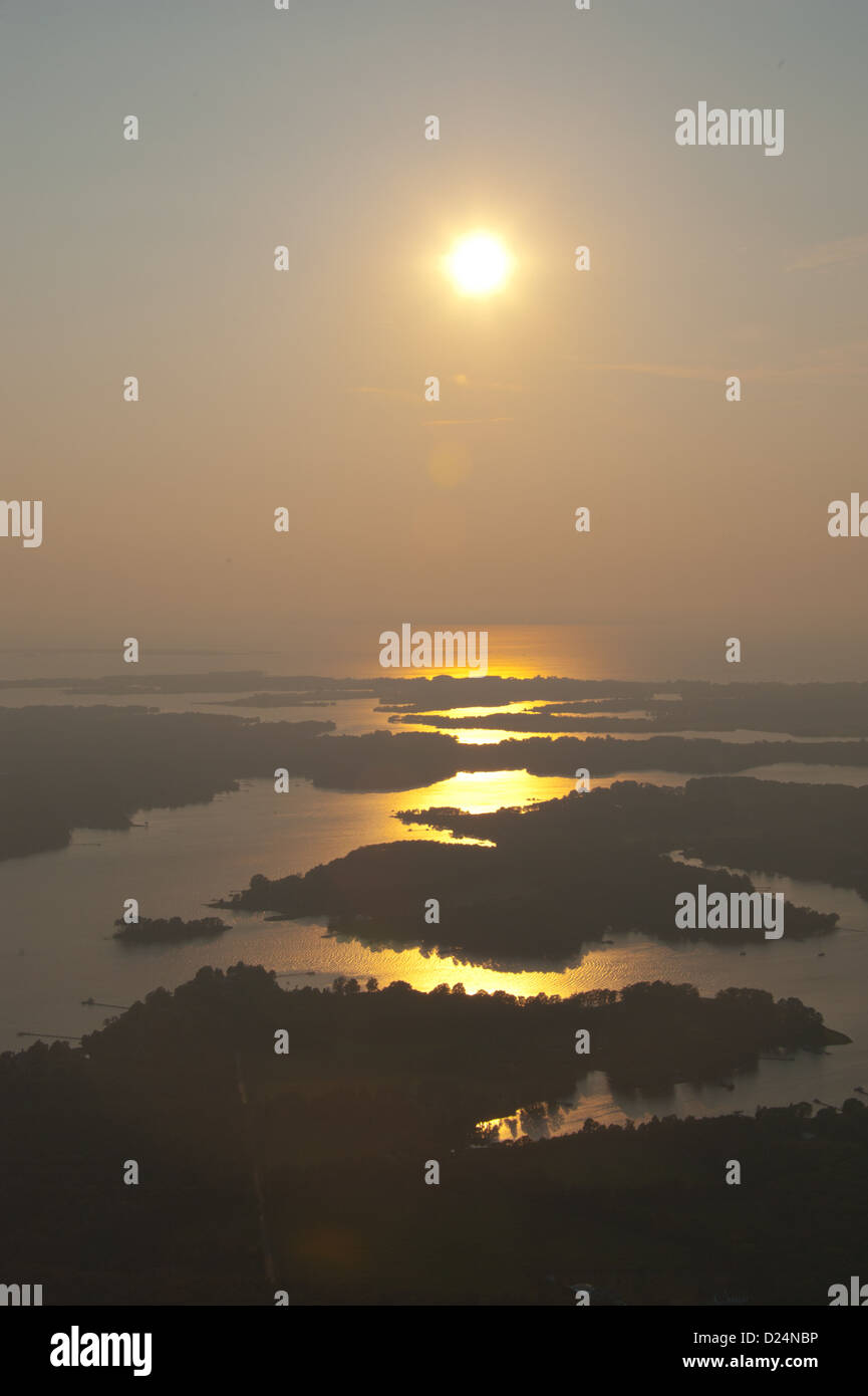 Aerial sunset over the Eastern Shore, Maryland Stock Photo